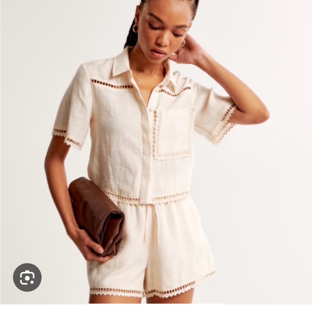 Abercrombie linen embroidered shirt